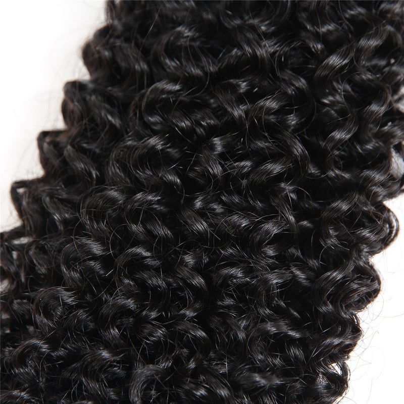 BLY 7A Mongolian Kinky Curly Human Hair Bundles 16 Inch Unprocessed Hair Weave Weft for Black Women Natural Color - Image 5